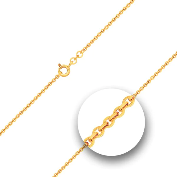 Goldkette als Ankerkette rund in Gelbgold 375 / 9K, 55 cm lang, 2 mm breit, Gewicht ca. 5.1 g.