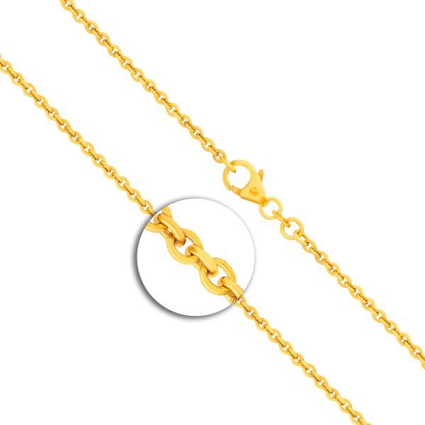 Goldkette als Ankerkette rund in Gelbgold 333 / 8K, 50 cm lang, 2 mm breit, Gewicht ca. 4.9 g.