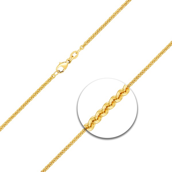 Goldkette als Ankerkette rund in Gelbgold 585 / 14K, 40 cm lang, 2,4 mm breit, Gewicht ca. 6.4 g.
