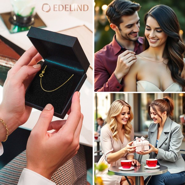 Goldkette als Ankerkette rund in Gelbgold 375 / 9K, 38 cm lang, 0,8 mm breit, Gewicht ca. 0.7 g.