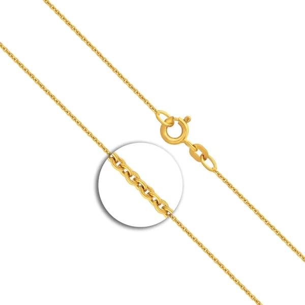 Goldkette als Ankerkette rund in Gelbgold 375 / 9K, 40 cm lang, 1,1 mm breit, Gewicht ca. 1.5 g.