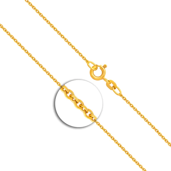 Goldkette als Ankerkette rund in Gelbgold 585 / 14 Karat, 90 cm lang, 1.3 mm breit, Gewicht ca. 5 g.