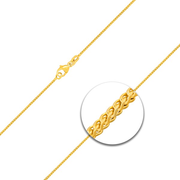 Goldkette als Bingokette in Gelbgold 585 / 14K, 38 cm lang, 1,1 mm breit, Gewicht ca. 3 g.