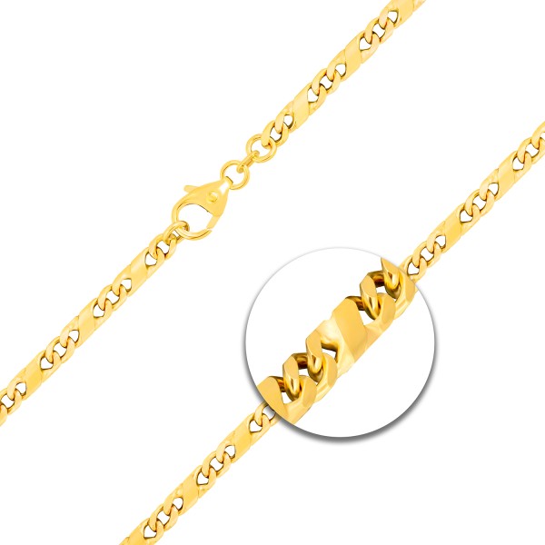 Goldkette als Dollarkette in Gelbgold 333 / 8K, 50 cm lang, 3,7 mm breit, Gewicht ca. 19 g.