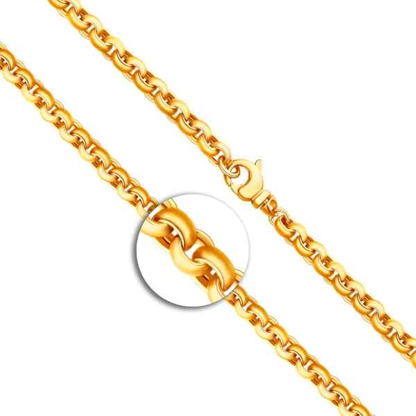 Goldkette als Erbskette hohl in Gelbgold 585 / 14 Karat, 65 cm lang, 6 mm breit, Gewicht ca. 40,3 g.