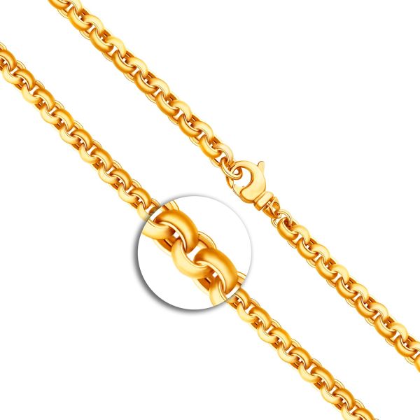 Goldkette als Erbskette hohl in Gelbgold 585 / 14K, 50 cm lang, 6 mm breit, Gewicht ca. 31 g.