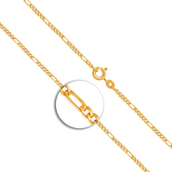 Goldkette als Figarokette diamantiert in Gelbgold 585 / 14K, 55 cm lang, 1,9 mm breit, Gewicht ca. 4.2 g.