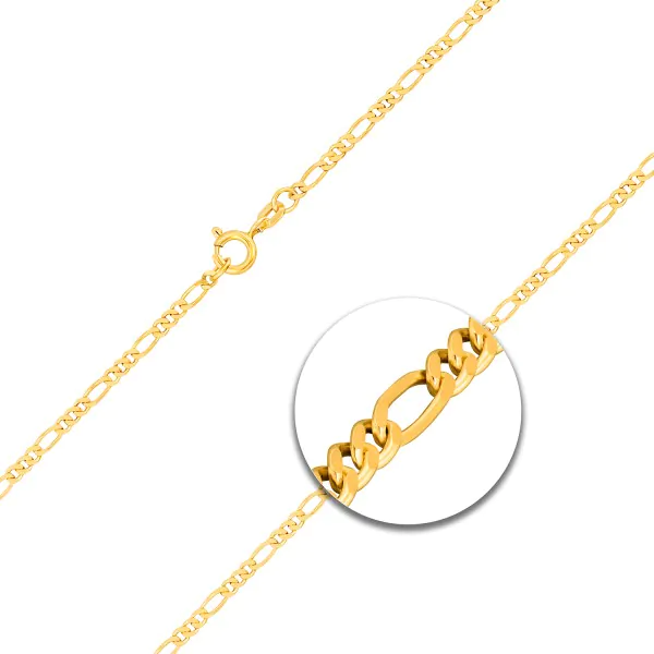 Goldkette als Figarokette diamantiert in Gelbgold 585 / 14K, 38 cm lang, 2,2 mm breit, Gewicht ca. 4.2 g.