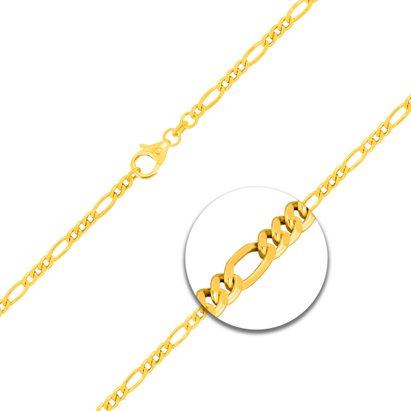 Armband Figarokette diamantiert Gliederung 3+1 Gelbgold