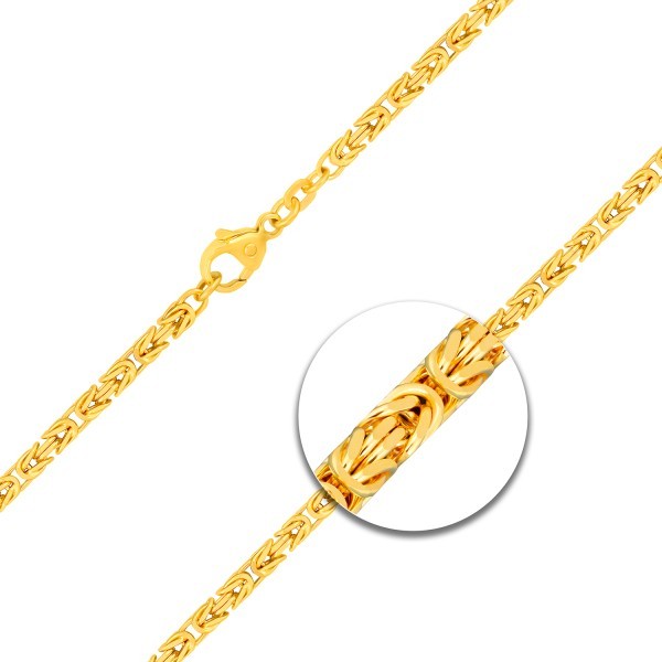 Goldkette als Königskette in Gelbgold 333 / 8K, 36 cm lang, 2,8 mm breit, Gewicht ca. 18.4 g.