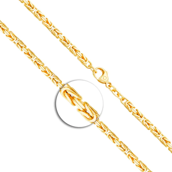Goldkette als Königskette in Gelbgold 585 / 14K, 55 cm lang, 3,2 mm breit, Gewicht ca. 40.8 g.