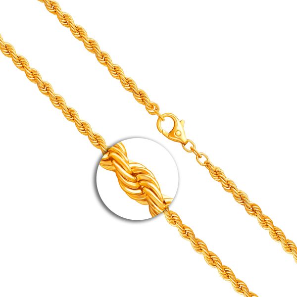Goldkette als Kordelkette hohl in Gelbgold 333 / 8K, 50 cm lang, 3,8 mm breit, Gewicht ca. 8.3 g.