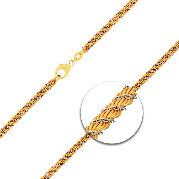 Armband als Kordelkette hohl Bicolor in Gelbgold / Weißgold 333 / 8K, 18,5 cm lang, 3,3 mm breit, Gewicht ca. 4.3 g.