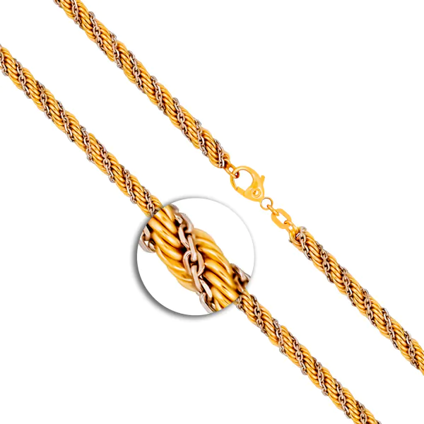 Goldkette als Kordelkette hohl in Weißgold 585 / 14 Karat, 55 cm lang, 4.4 mm breit, Gewicht ca. 22,3 g.
