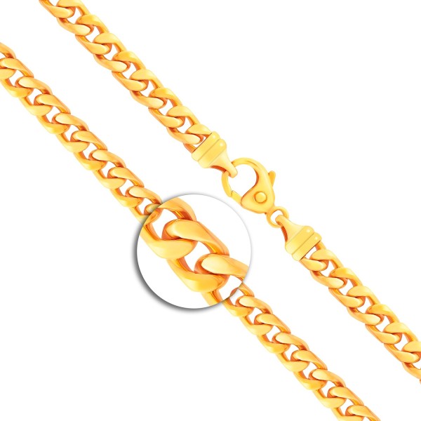 Goldkette als Panzerkette 4-seitig diamantiert in Gelbgold 585 / 14K, 50 cm lang, 6 mm breit, Gewicht ca. 64.2 g.