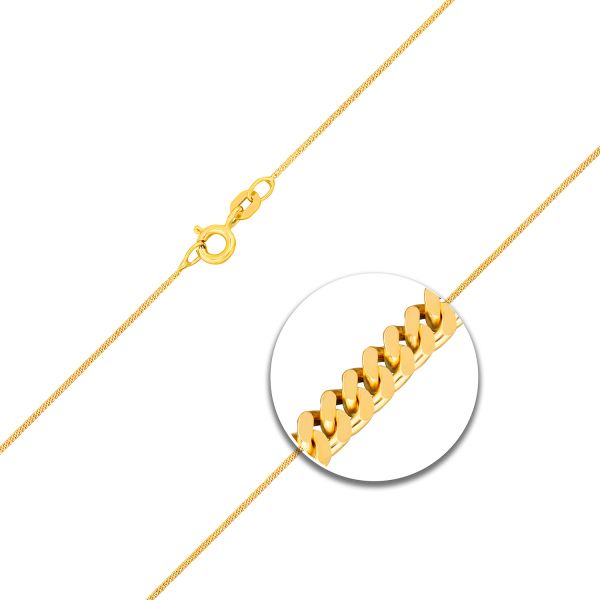 Goldkette als Panzerkette flach in Gelbgold 333 / 8K, 45 cm lang, 1,1 mm breit, Gewicht ca. 1.4 g.
