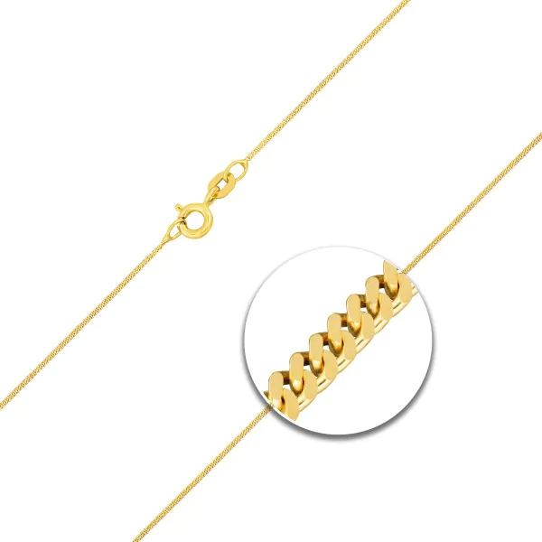 Goldkette als Panzerkette flach in Gelbgold 333 / 8K, 38 cm lang, 1,1 mm breit, Gewicht ca. 1.2 g.