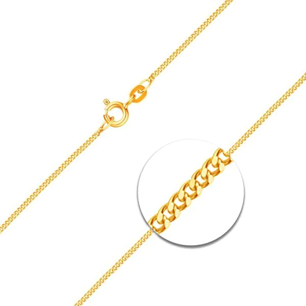 Goldkette als Panzerkette flach in Gelbgold 333 / 8K, 45 cm lang, 1,2 mm breit, Gewicht ca. 2 g.