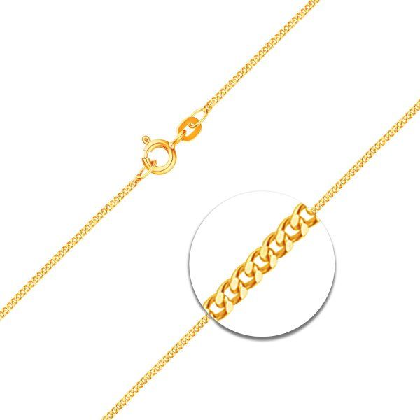 Goldkette als Panzerkette flach in Gelbgold 585 / 14K, 38 cm lang, 1,2 mm breit, Gewicht ca. 2 g.