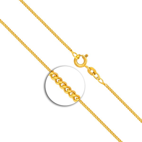 Goldkette als Panzerkette flach in Gelbgold 585 / 14K, 50 cm lang, 1,4 mm Breit, Gewicht ca. 2.8 g.