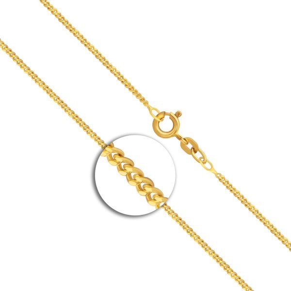 Goldkette als Panzerkette flach in Gelbgold 333 / 8K, 38 cm lang, 1,6 mm breit, Gewicht ca. 2.7 g.