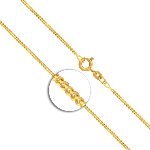 Goldkette als Panzerkette flach in Gelbgold 585 / 14K, 40 cm lang, 1,6 mm breit, Gewicht ca. 3.3 g.
