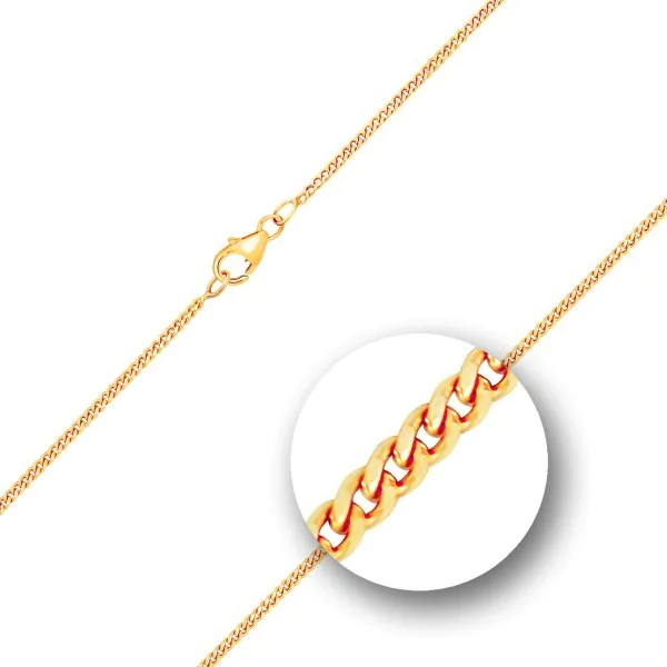 Goldkette als Panzerkette flach in Gelbgold 750 / 18K, 38 cm lang, 1,7 mm breit, Gewicht ca. 4.7 g.