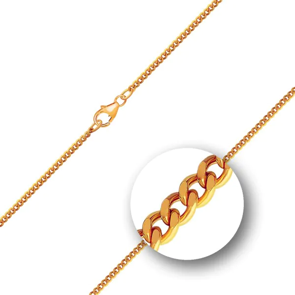 Goldkette als Panzerkette flach in Gelbgold 333 / 8K, 45 cm lang, 2,1 mm breit, Gewicht ca. 5.4 g.