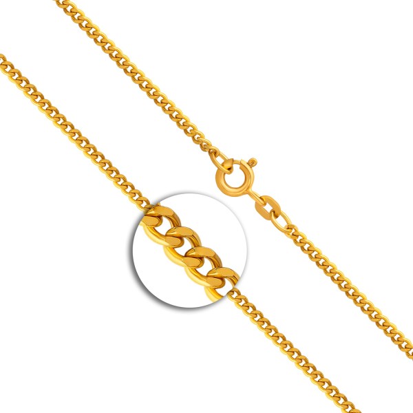 Goldkette als Panzerkette flach in Gelbgold 333 / 8K, 75 cm lang, 2,1 mm breit, Gewicht ca. 8.6 g.