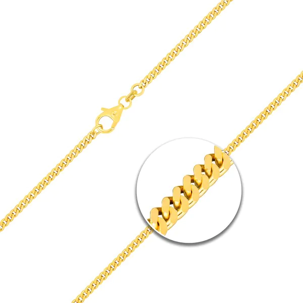 Goldkette als Panzerkette flach 1.1 Höhe in Gelbgold 375 / 9K, 50 cm lang, 2,4 mm breit, Gewicht ca. 8.1 g.