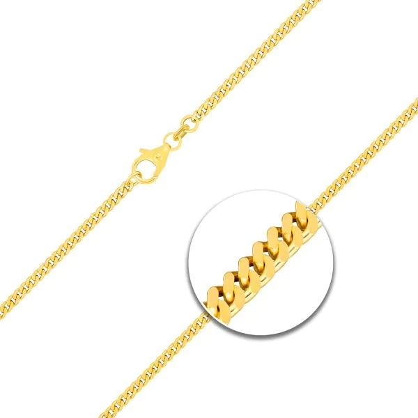 Goldkette als Panzerkette flach 1.1 Höhe in Gelbgold 585 / 14K, 50 cm lang, 2,4 mm breit, Gewicht ca. 9.6 g.