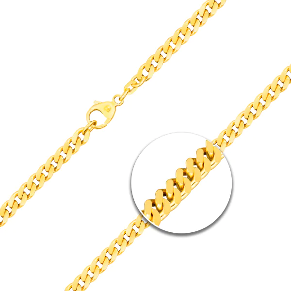 Armband als Panzerkette flach in Gelbgold 333 / 8 Karat, 23 cm lang, 4.7 mm breit, Gewicht ca. 11,8 g.