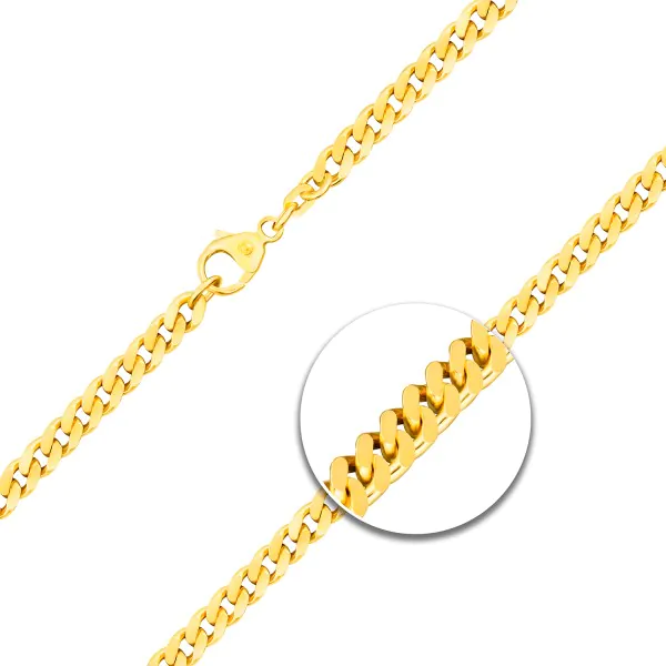 Goldkette als Panzerkette flach in Gelbgold 585 / 14K, 60 cm lang, 4,7 mm breit, Gewicht ca. 31.4 g.