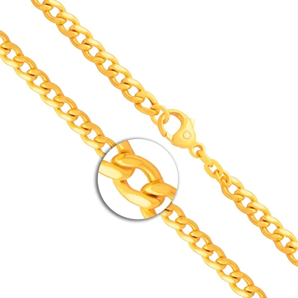 Goldkette als Panzerkette hohl in Gelbgold 585 / 14K, 50 cm lang, 4,7 mm breit, Gewicht ca. 13.3 g.