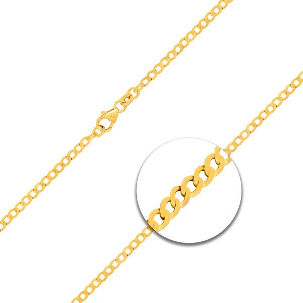 Goldkette als Panzerkette weit in Gelbgold 585 / 14K, 55 cm lang, 2,6 mm breit, Gewicht ca. 4.6 g.