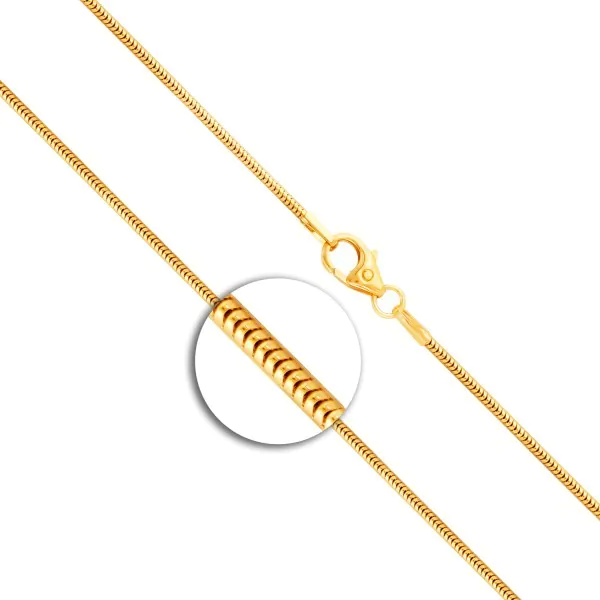 Goldkette als Schlangenkette in Gelbgold 750 / 18K, 42 cm lang, 1,2 mm breit, Gewicht ca. 4.5 g.