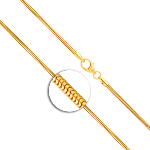 Goldkette als Schlangenkette in Gelbgold 750 / 18K, 60 cm lang, 1,6 mm breit, Gewicht ca. 9.1 g.