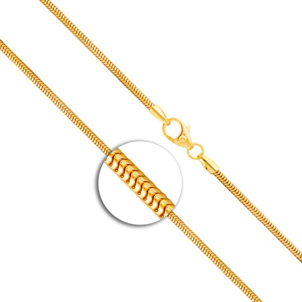 Goldkette als Schlangenkette in Gelbgold 585 / 14K, 65 cm lang, 1,6 mm breit, Gewicht ca. 8.6 g.