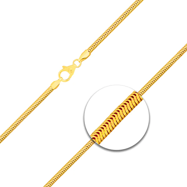 Goldkette als Schlangenkette in Gelbgold 750 / 18 Karat, 65 cm lang, 2.4 mm breit, Gewicht ca. 24 g.