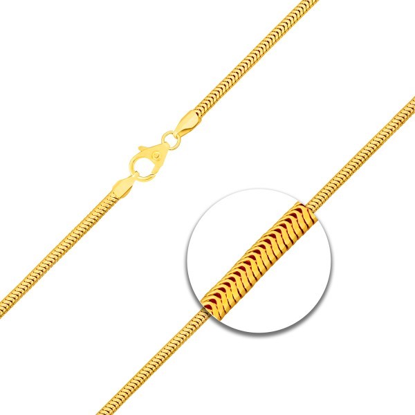 Goldkette als Schlangenkette in Gelbgold 585 / 14K, 90 cm lang, 2,4 mm breit, Gewicht ca. 23.4 g.