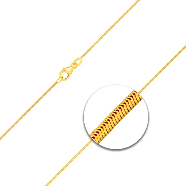 Goldkette als Schlangenkette in Gelbgold 750 / 18K, 38 cm lang, 0,9 mm breit, Gewicht ca. 3.8 g.