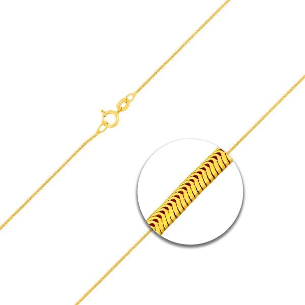 Goldkette als Schlangenkette in Gelbgold 585 / 14K, 60 cm lang, 0,8 mm breit, Gewicht ca. 3.1 g.