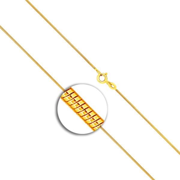 Goldkette als Schlangenkette in Gelbgold 585 / 14K, 42 cm lang, 0,9 mm breit, Gewicht ca. 3.6 g.