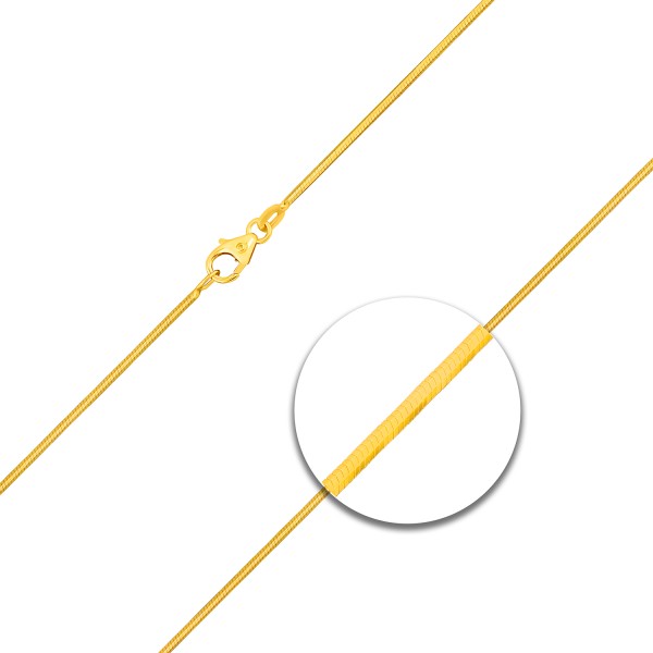Goldkette als Schlangenkette diamantiert in Gelbgold 585 / 14K, 40 cm lang, 1 mm breit, Gewicht ca. 4.7 g.