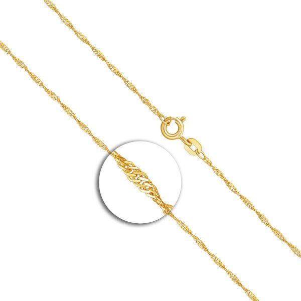 Goldkette als Singapurkette in Gelbgold 333 / 8K, 45 cm lang, 1,2 mm breit, Gewicht ca. 1.1 g.