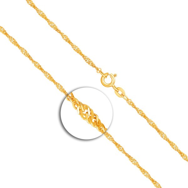 Goldkette als Singapurkette in Gelbgold 750 / 18 Karat, 90 cm lang, 1.8 mm breit, Gewicht ca. 5.9 g.