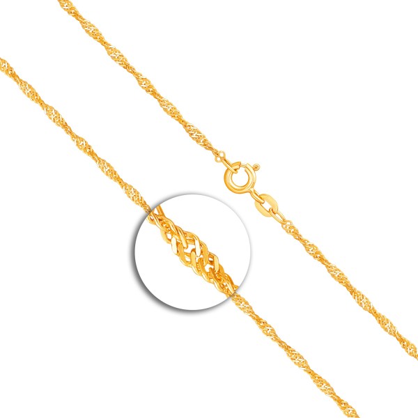 Goldkette als Singapurkette in Gelbgold 375 / 9K, 34 cm lang, 1,8 mm breit, Gewicht ca. 1.8 g.