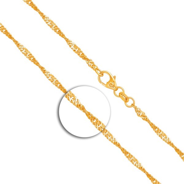 Goldkette als Singapurkette in Gelbgold 585 / 14 Karat, 85 cm lang, 2.2 mm breit, Gewicht ca. 6.4 g.