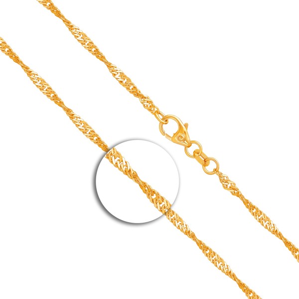 Armband als Singapurkette in Gelbgold 585 / 14 Karat, 23 cm lang, 2.2 mm breit, Gewicht ca. 2.1 g.