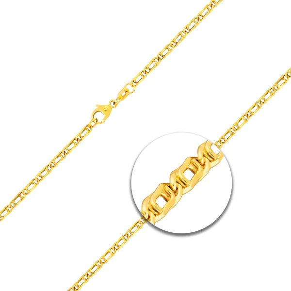 Goldkette als Tigeraugenkette hohl in Gelbgold 585 / 14K, 50 cm lang, 2,5 mm breit, Gewicht ca. 3.6 g.